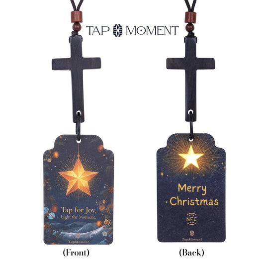 TAPMOMENT NFC Car Air Freshener - Wooden Cross Pendant with 3 Scent Discs