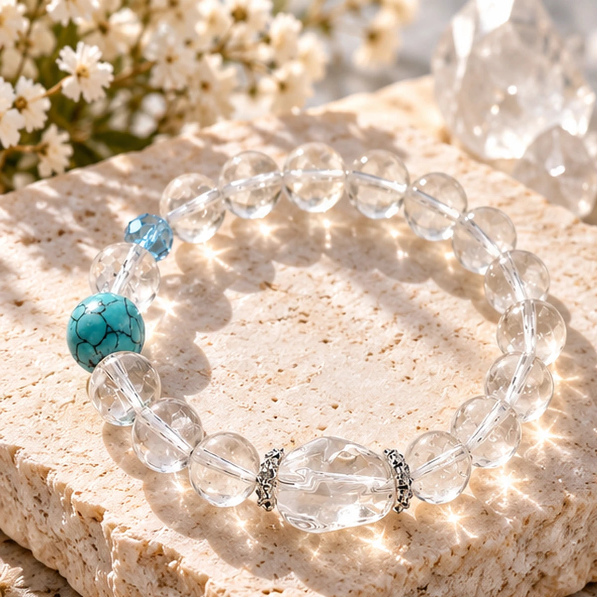 Bible Verse Bracelets with NFC Smart Jewelry Quartz and Turquoise