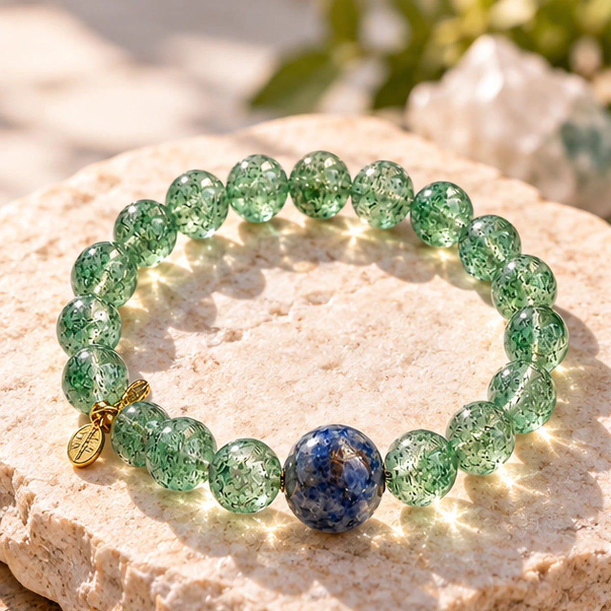 Bible Verse Bracelets with NFC Smart Jewelry Green Phantom Quartz