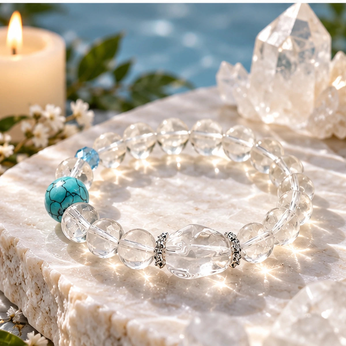 Bible Verse Bracelets with NFC Smart Jewelry Quartz and Turquoise