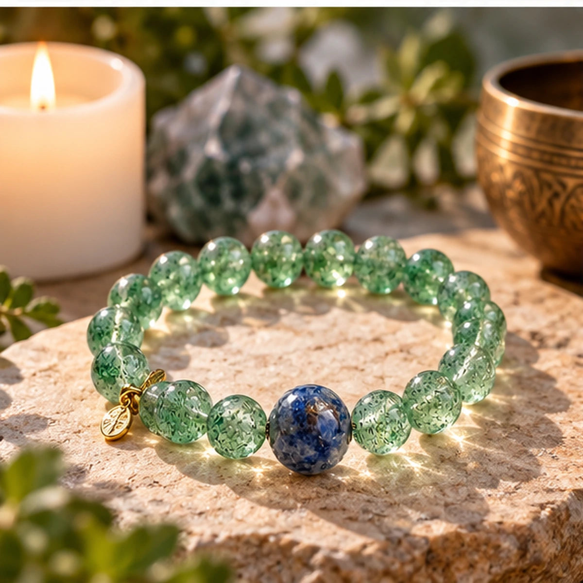 Bible Verse Bracelets with NFC Smart Jewelry Green Phantom Quartz