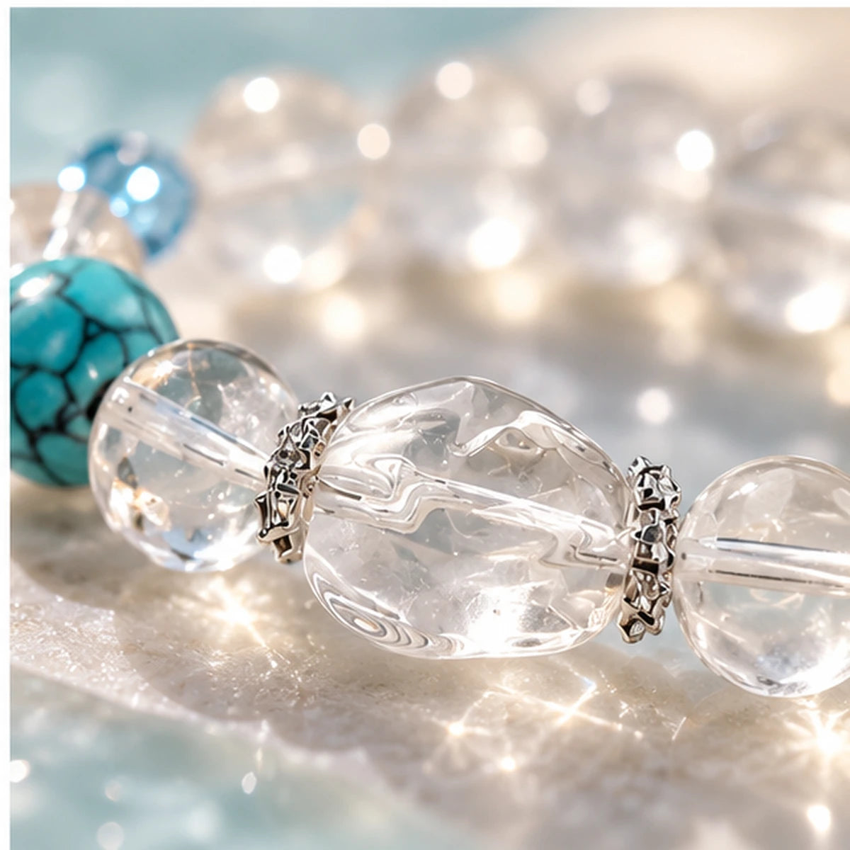 Bible Verse Bracelets with NFC Smart Jewelry Quartz and Turquoise