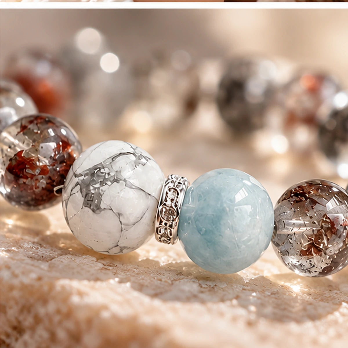 Bible Verse Bracelets with NFC Smart Jewelry - Quartz, Howlite, Aquamarine Bracelet
