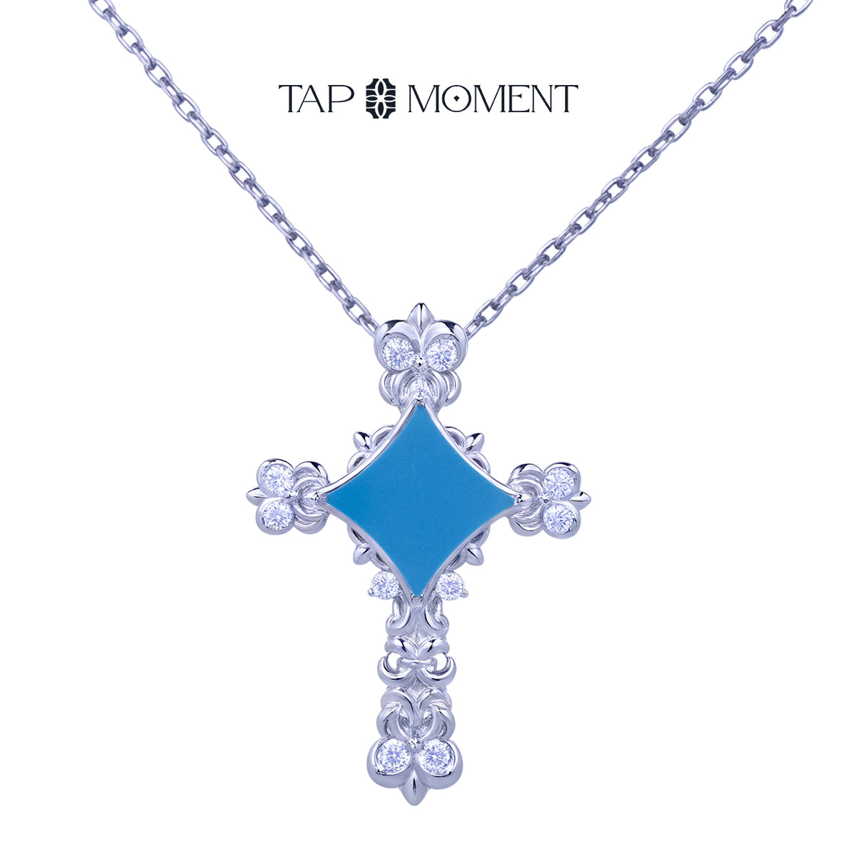 TAPMOMENT Faith cross NFC Necklace Silver Cross · Turquoise