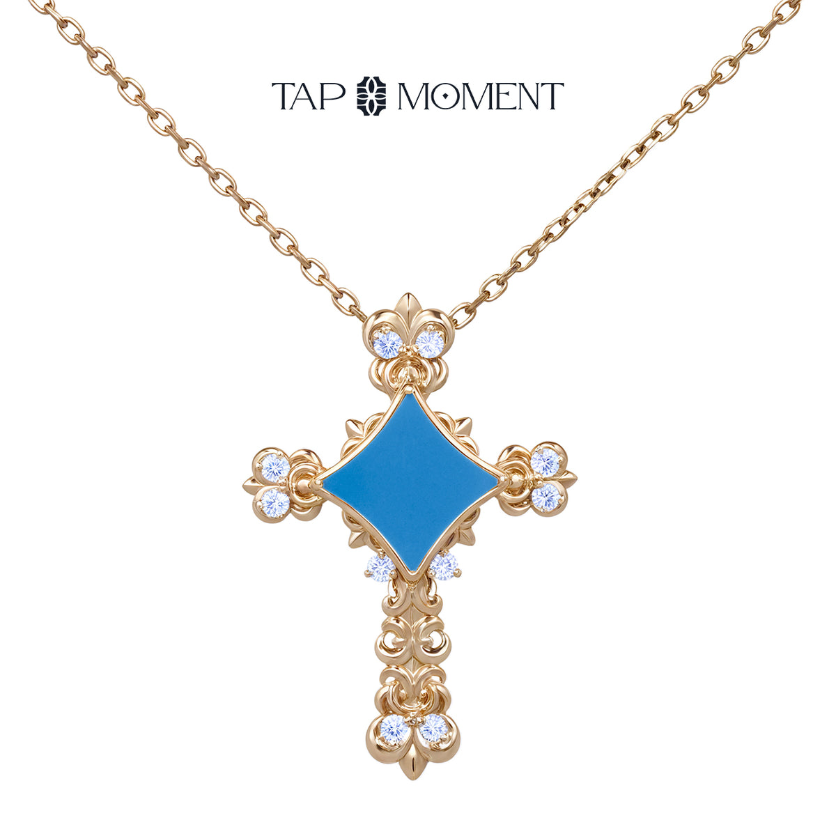 TAPMOMENT Faith cross NFC Necklace Gold Cross · Turquoise
