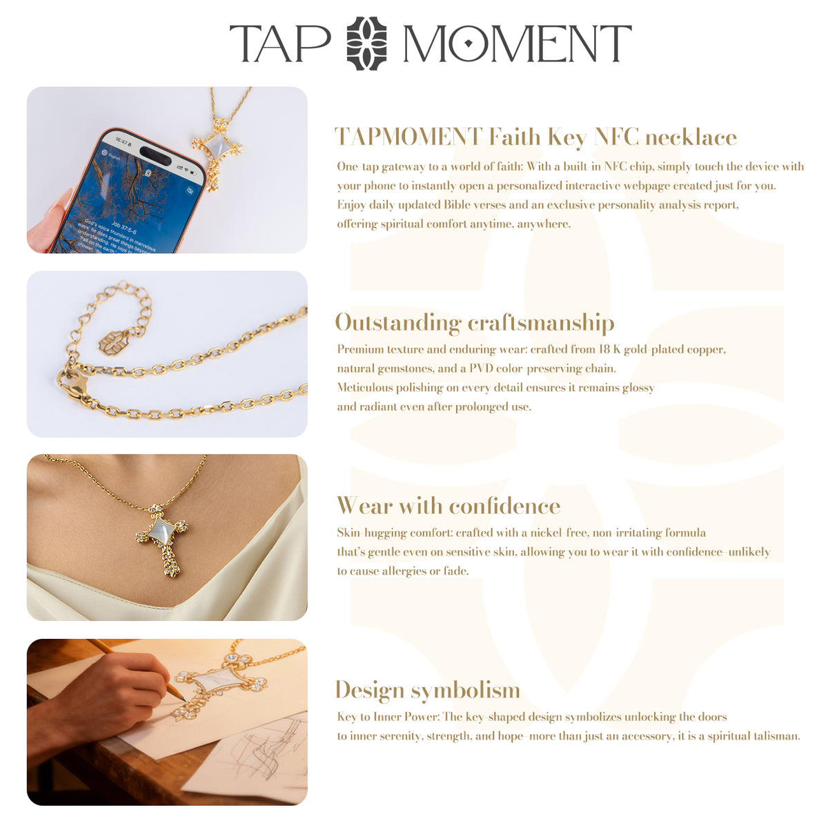 TAPMOMENT Faith cross NFC Necklace