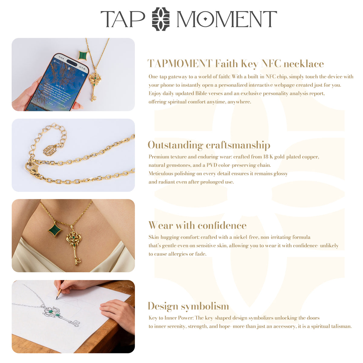 TAPMOMENT Faith Key NFC Necklace
