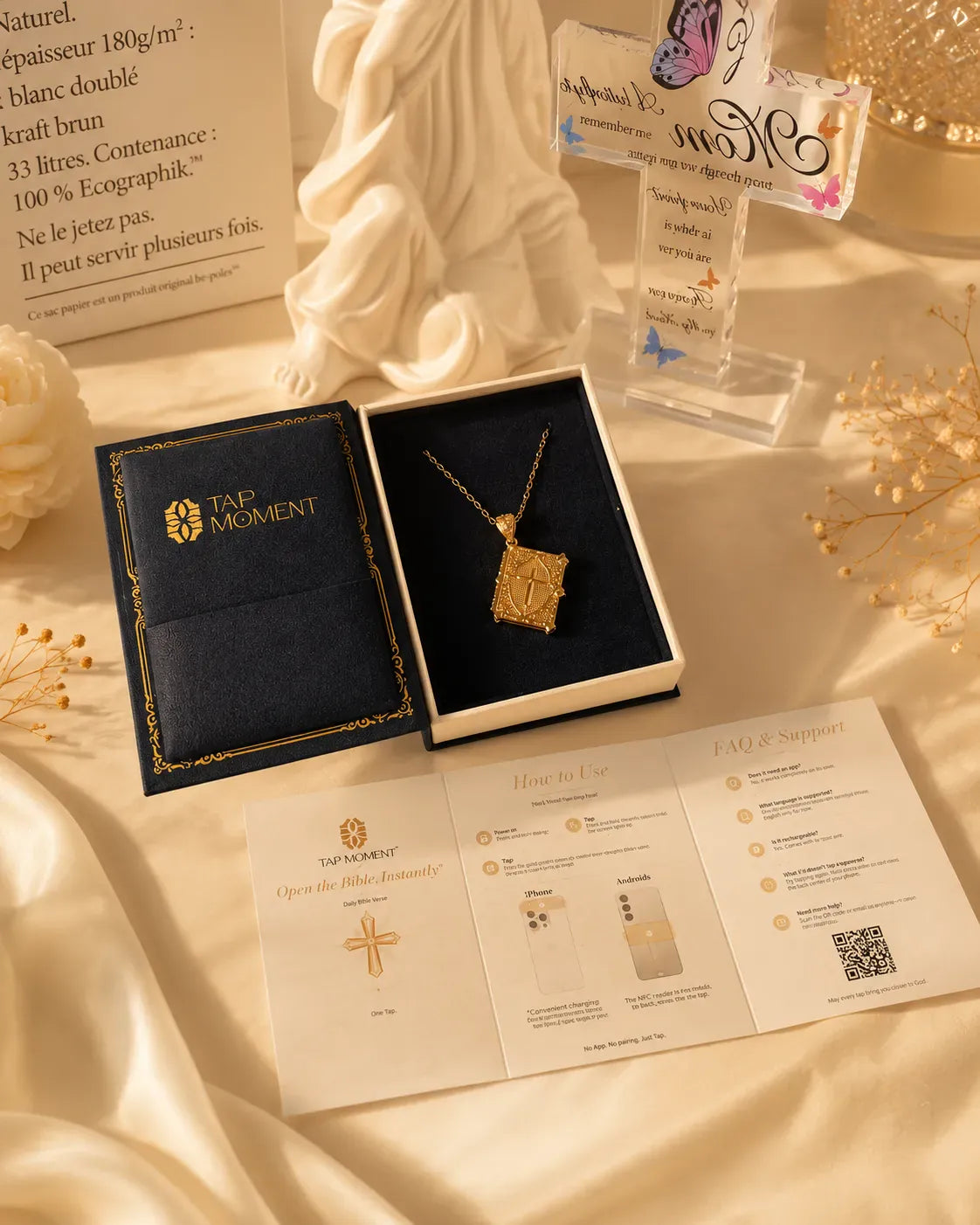 Bible Verse Necklace with NFC - Christian Bible Pendant Gift