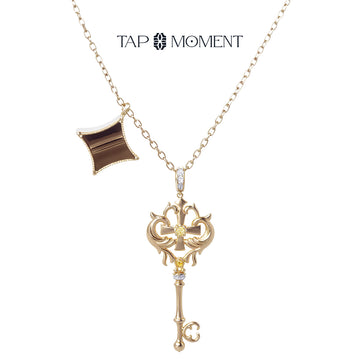 TAPMOMENT Faith Key NFC Necklace Gold Key - Tiger Eye