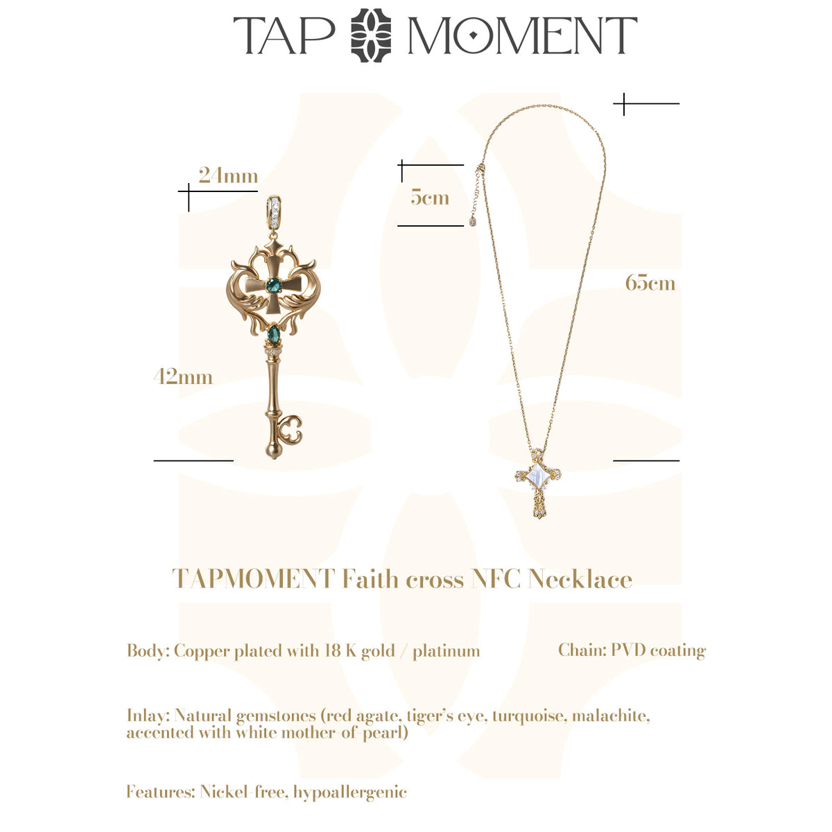 TAPMOMENT Faith Key NFC Necklace