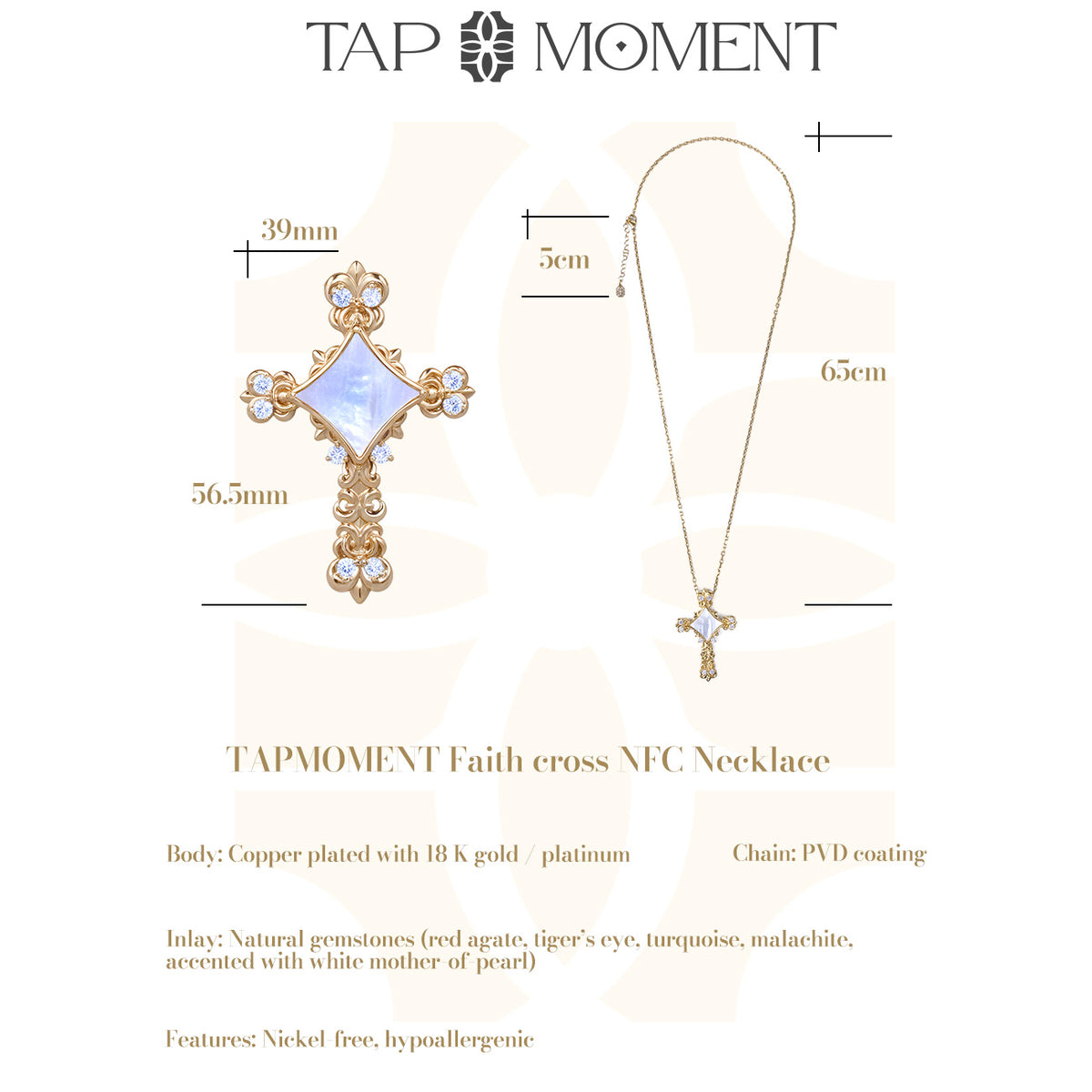 TAPMOMENT Faith cross NFC Necklace