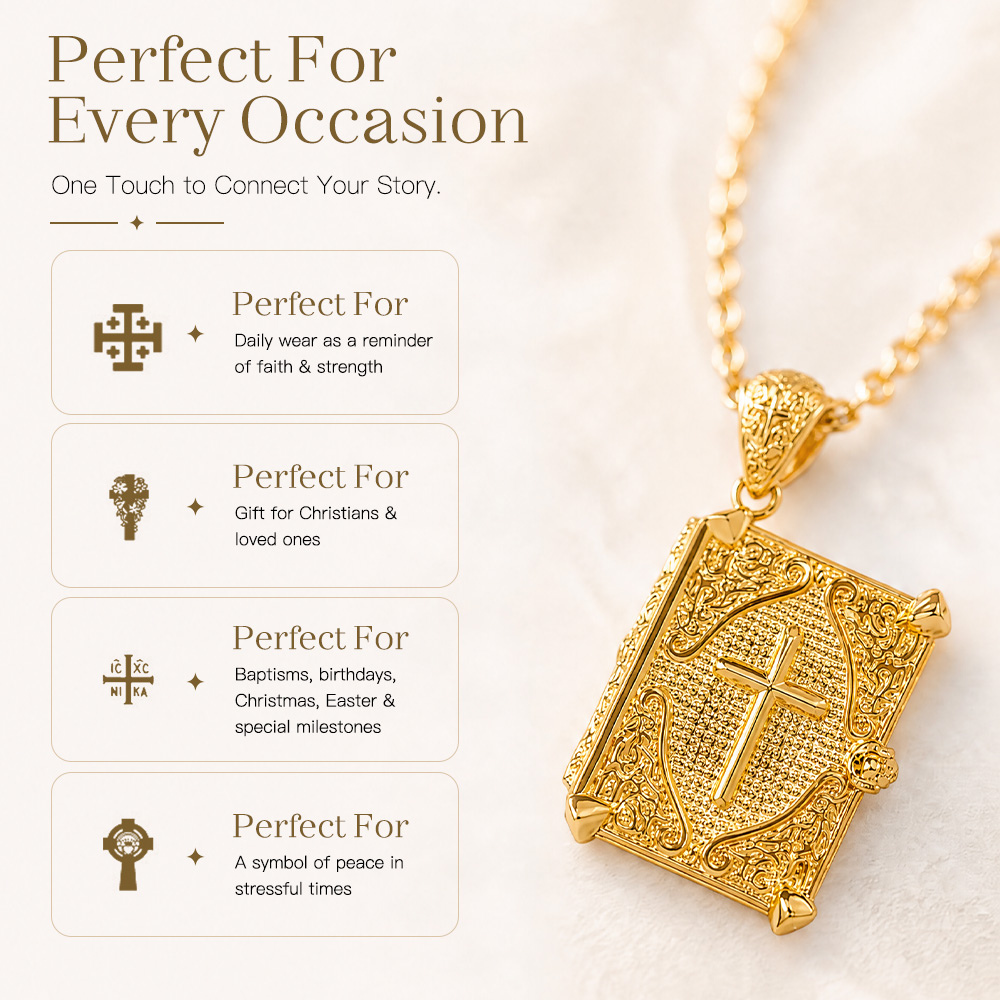 Bible Verse Necklace with NFC - Christian Bible Pendant Gift