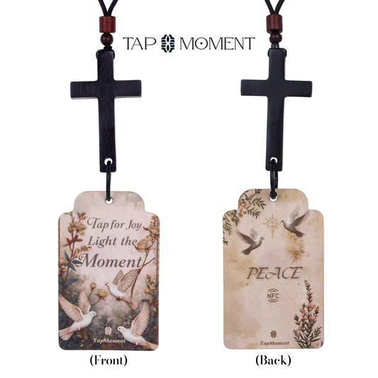 TAPMOMENT NFC Car Air Freshener - Wooden Cross Pendant with 3 Scent Discs