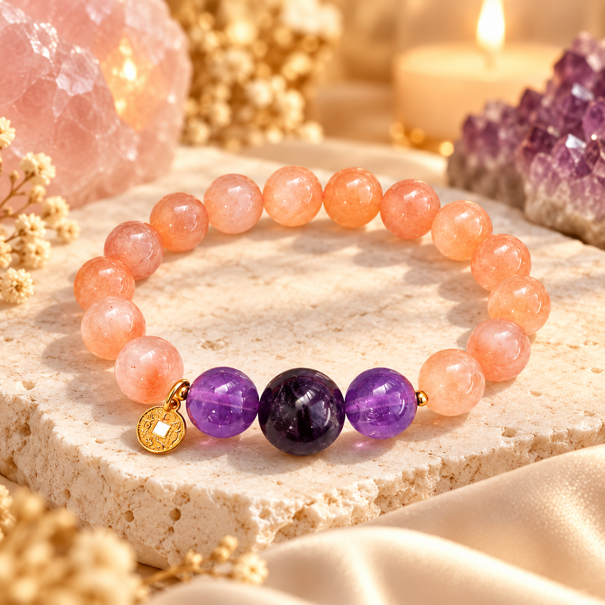 Bible Verse Bracelets with NFC Smart Jewelry Rose Quartz