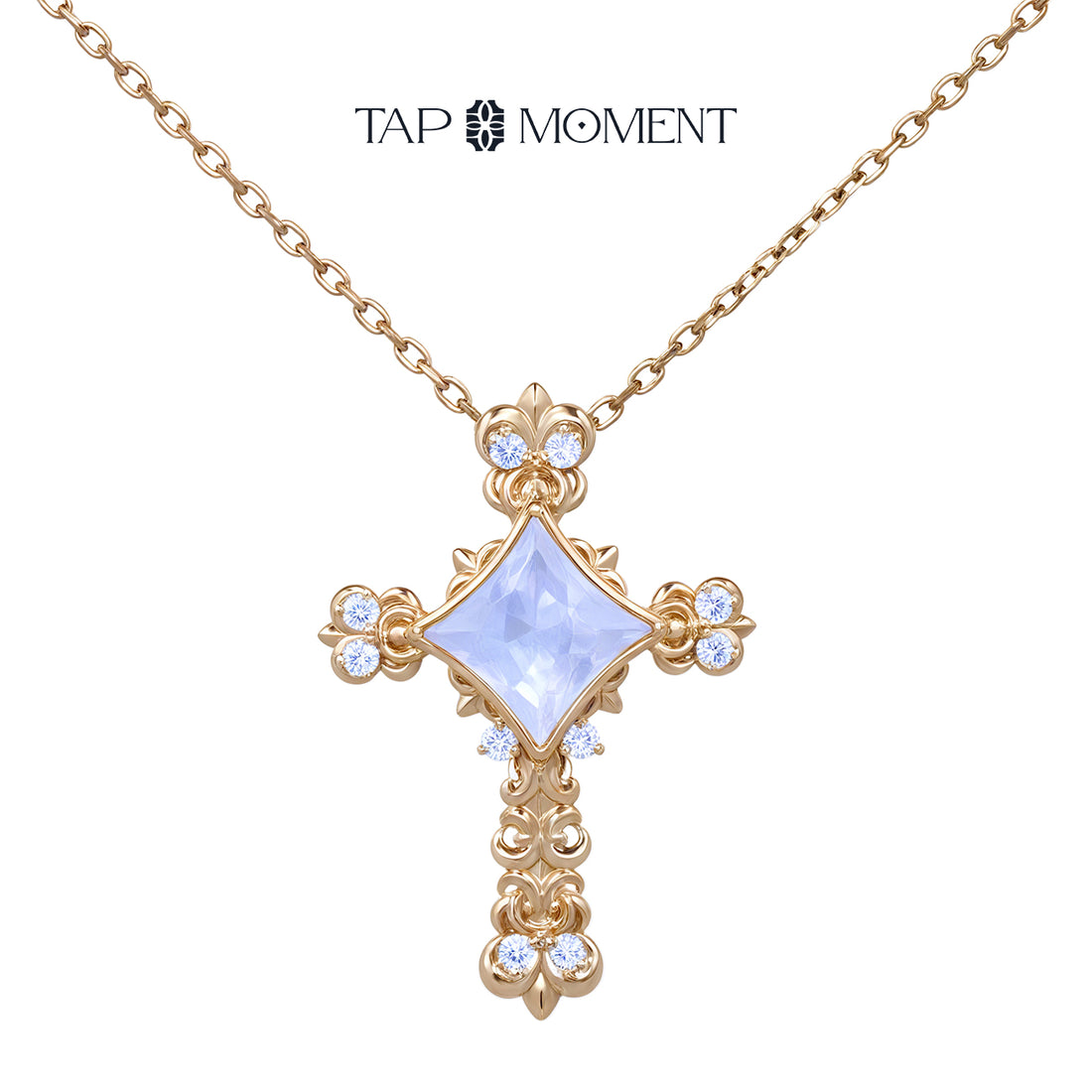 TAPMOMENT Faith cross NFC Necklace Gold Cross - Mother of Pearl