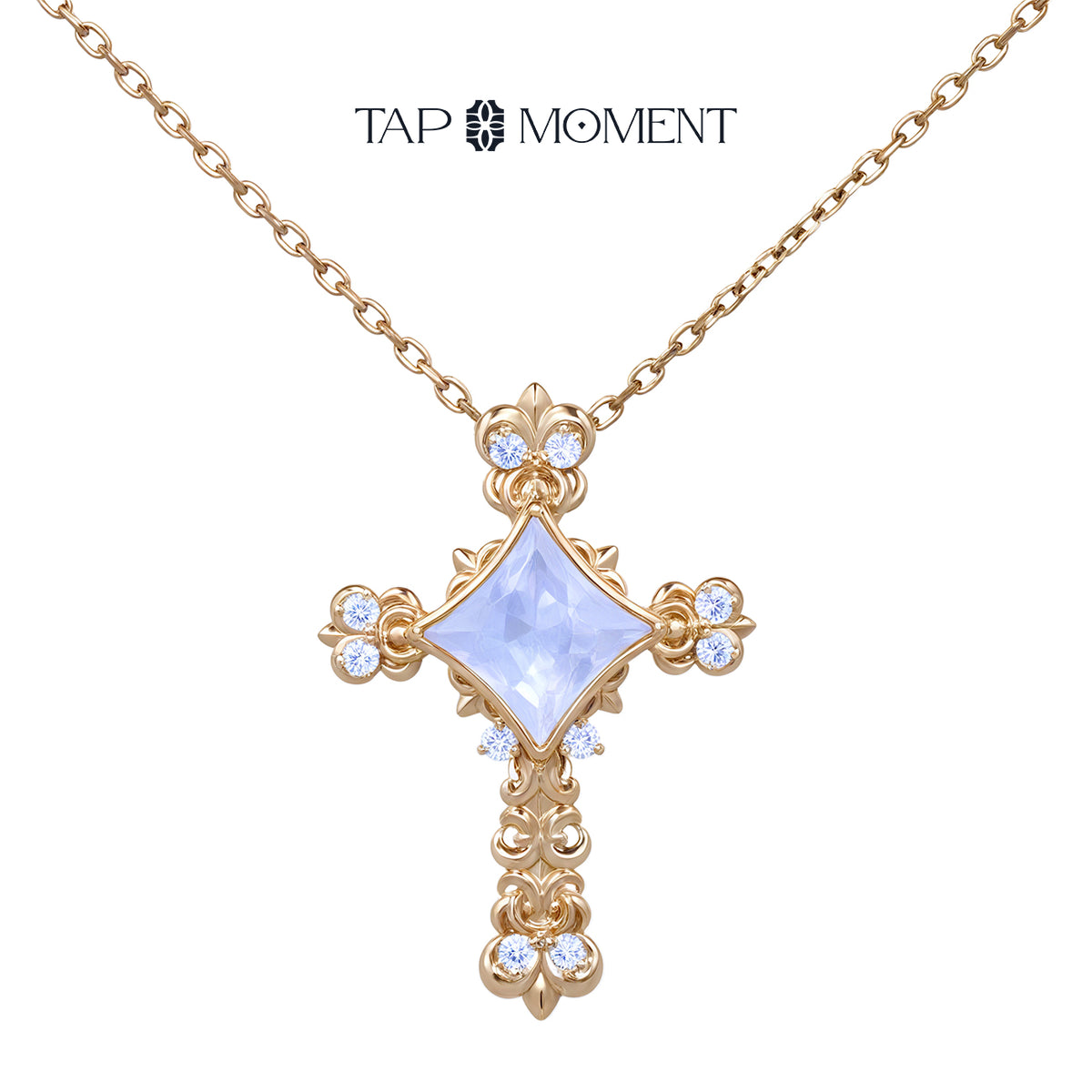 TAPMOMENT Faith cross NFC Necklace Gold Cross - Mother of Pearl